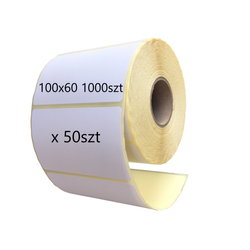 Thermoetiketten 100x60 mm – 50 Rollen à 1.000 Stück, Ø 40 mm