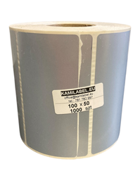 Silberne Thermotransfer-Etiketten CH/STD 100 x 50 mm, 1000 Stück, Ø 40 mm