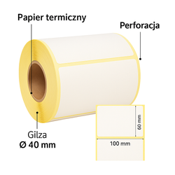 Etykiety termiczne 100x60 1000 sztuk fi40