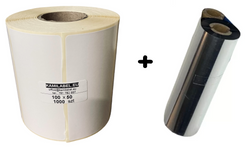 Set: Thermotransferetiketten 100x150 mm, 350 Stück, inkl. Thermotransferband (TTR)