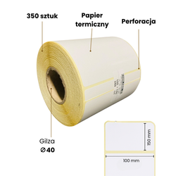 Etykiety termiczne 100x150 350 sztuk fi40